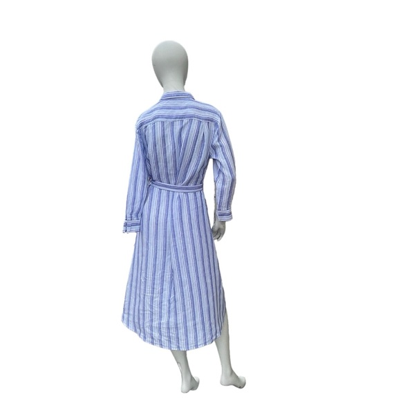 Lord & Taylor Linen Striped Button-Front Shirt Dress Pockets-NWT - Picture 3 of 8